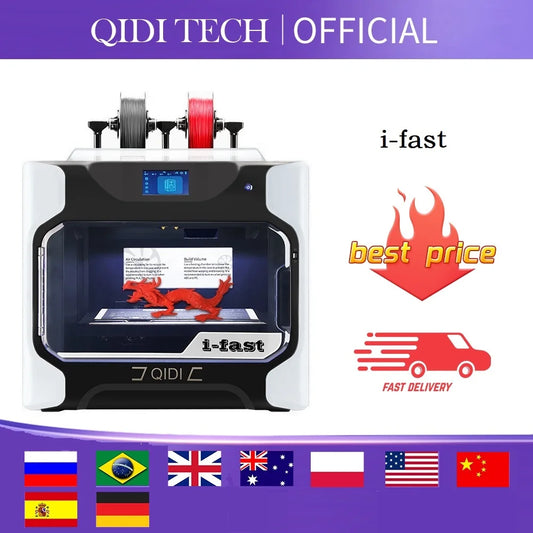 QIDI TECH 3D Printer I-FAST Industrial Dual Extruder High Precision Multicolor Printing with PLA  Nylon Large Size 330*250*320mm